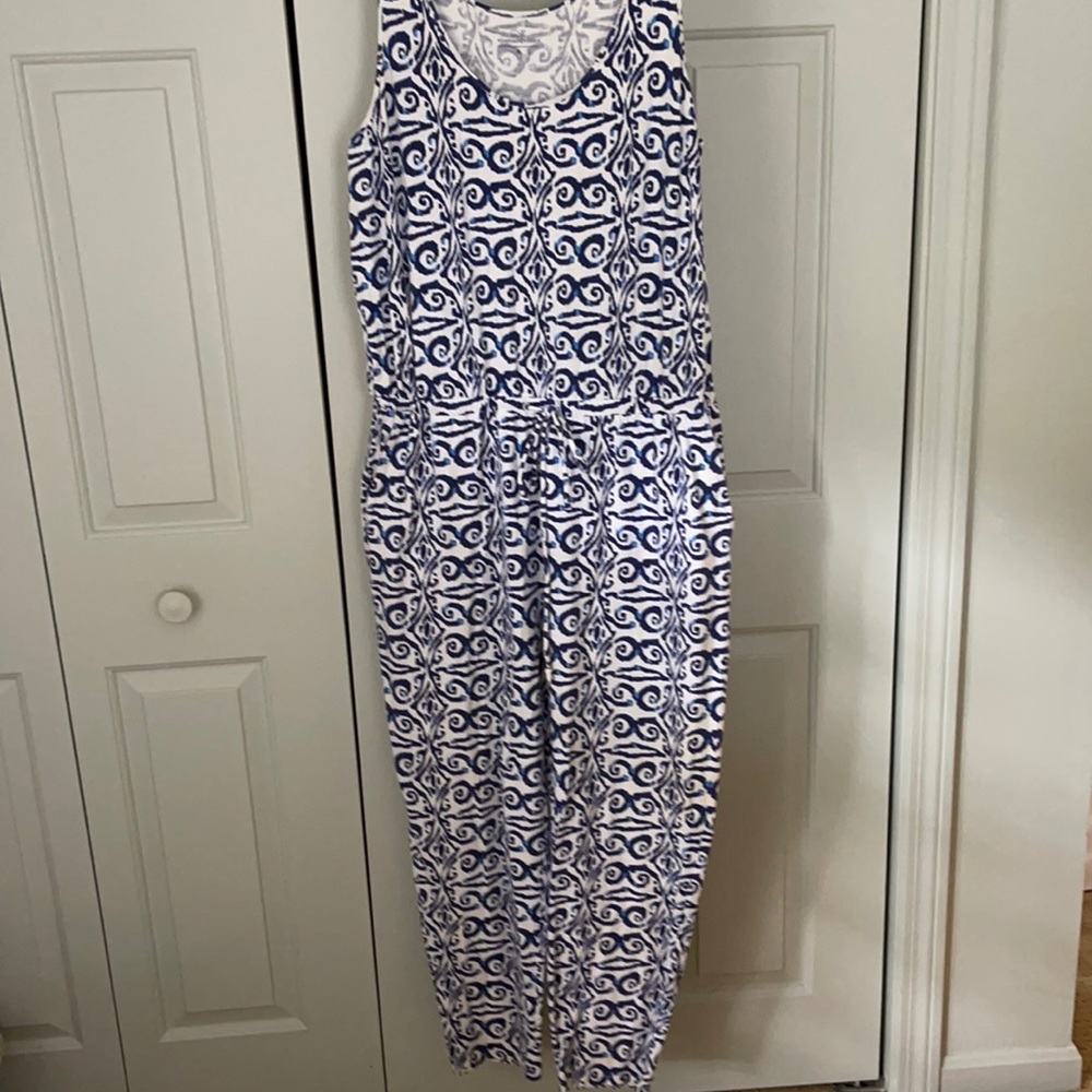 vineyard vines blue and white jumpsuit romper